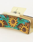American Darling Beautifully Hand Tooled Women Ladies Hair Band Clip Clutcher Gift For Girls | Genuine Leather Claw Western