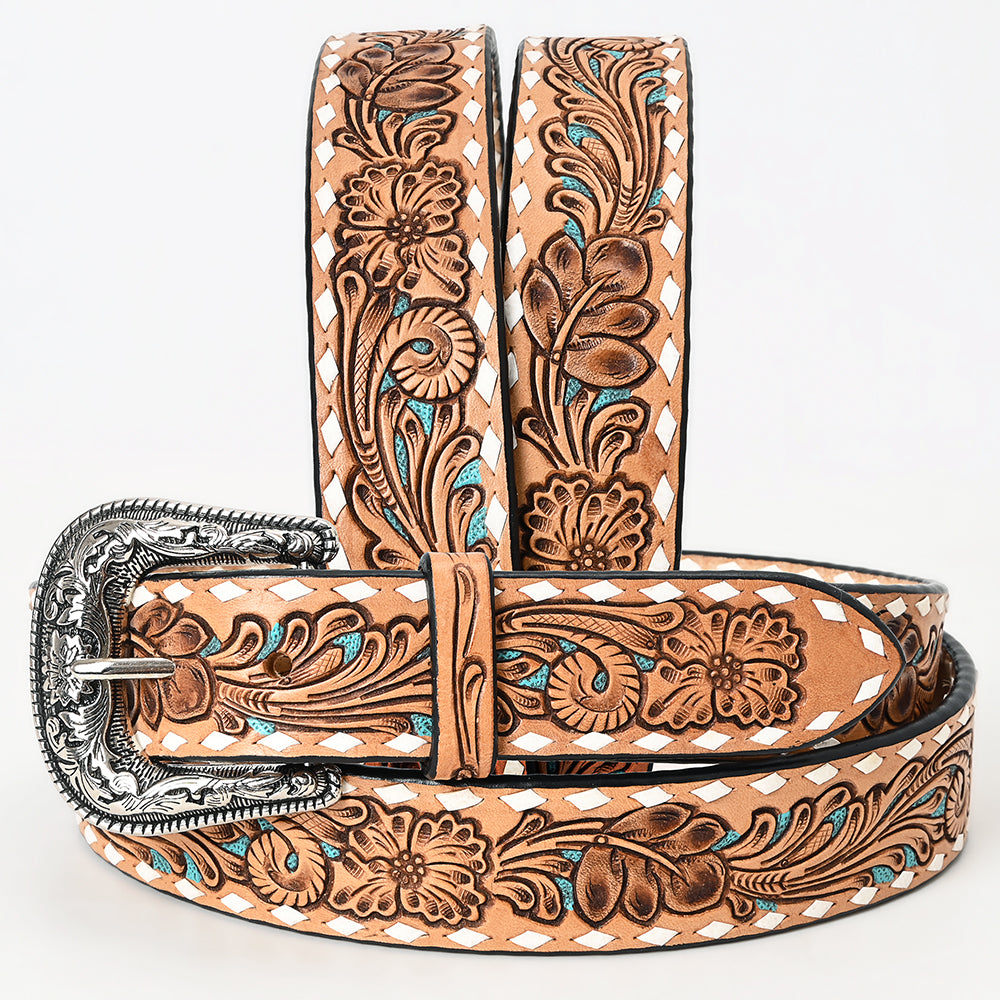 American Darling  Beautifully Hand Tooled Genuine American Leather Belt Men and  Women
