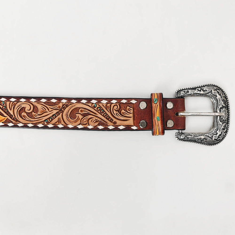 American Darling  Beautifully Hand Tooled Genuine American Leather Belt Men and  Women