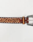 American Darling Hand Tooled Carved Unisex Genuine American Leather Belt Brown