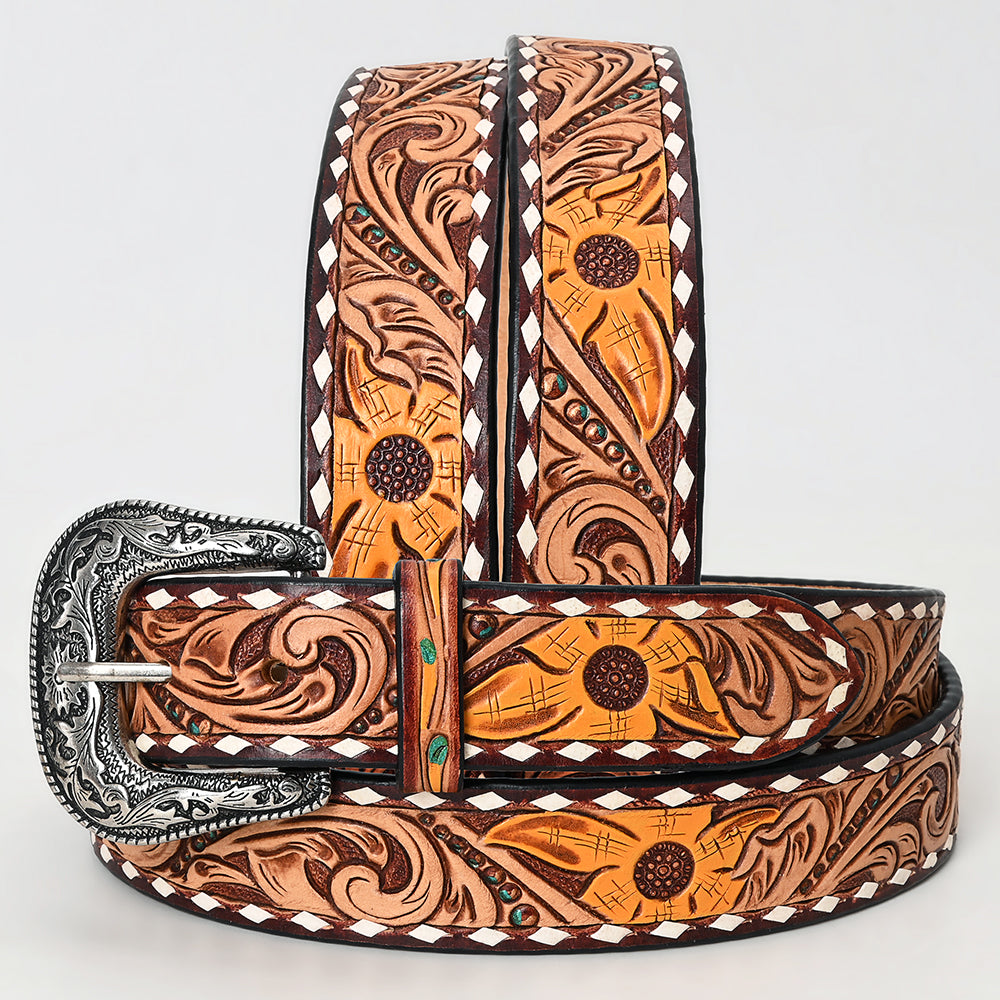 American Darling  Beautifully Hand Tooled Genuine American Leather Belt Men and  Women