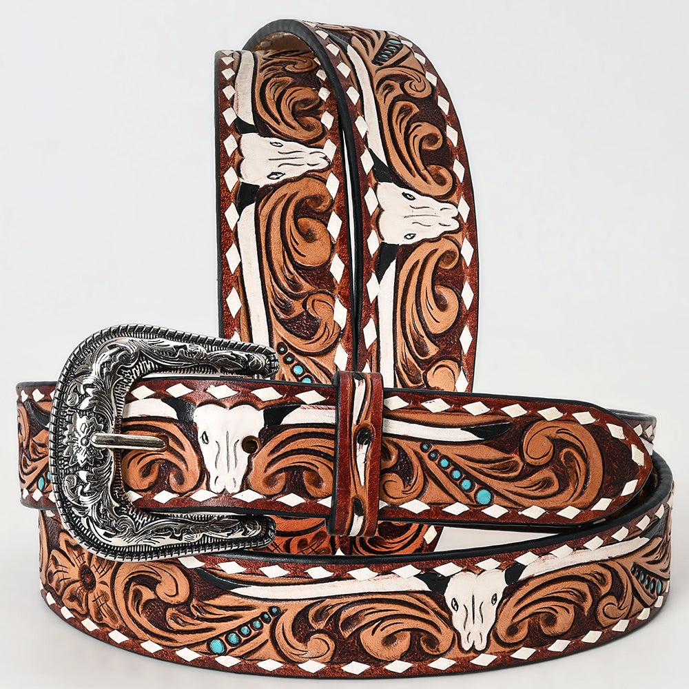American Darling  Beautifully Hand Tooled Genuine American Leather Belt Men and  Women