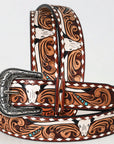 American Darling Hand Tooled Carved Unisex Genuine American Leather Belt Brown