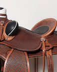 HILASON Western Horse Saddle Leather Wade Ranch Roping Basketweave Brown | Hand Tooled & For Horses