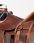 HILASON Western Horse Saddle Leather Wade Ranch Roping Basketweave Brown | Hand Tooled & For Horses