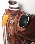 HILASON Western Horse Saddle Leather Wade Ranch Roping Basketweave Brown | Hand Tooled & For Horses