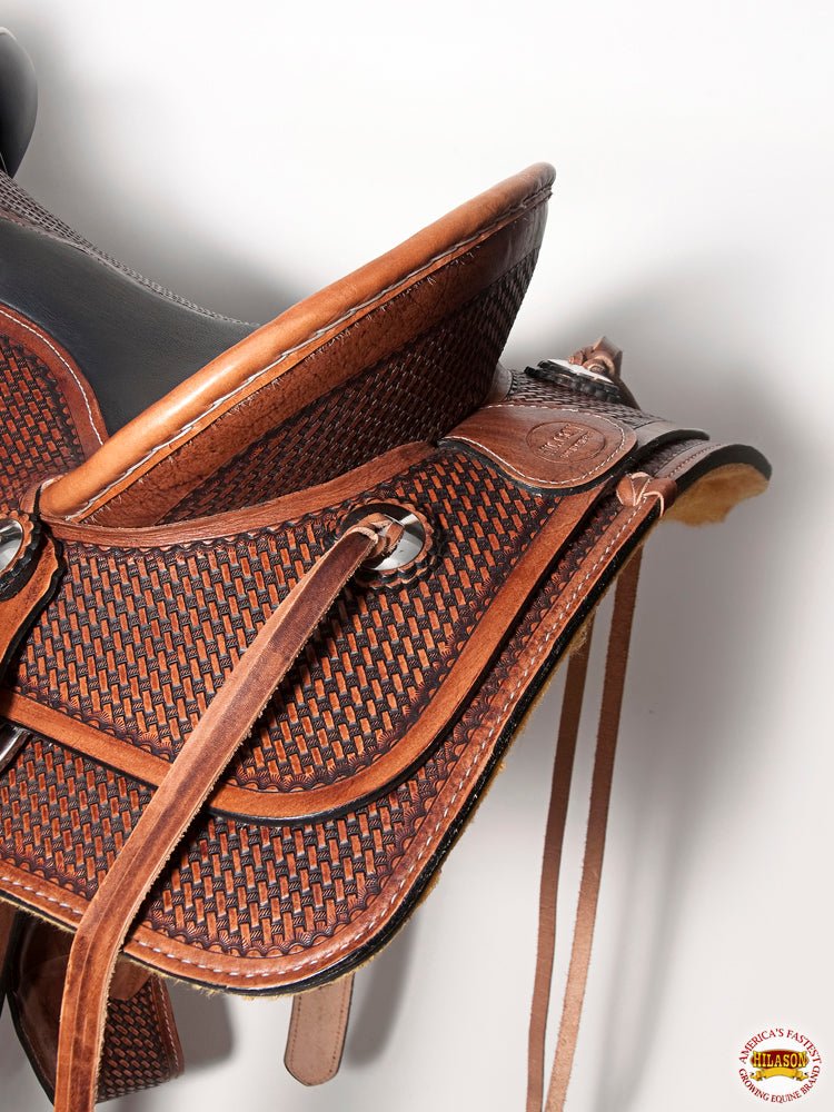 HILASON Western Horse Saddle Leather Wade Ranch Roping Basketweave Brown | Hand Tooled &amp; For Horses