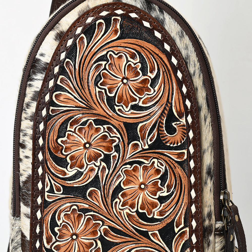 American Darling Sling Beautifully Hand Tooled Hair On Genuine Leather Women Bag Western Handbag Purse |