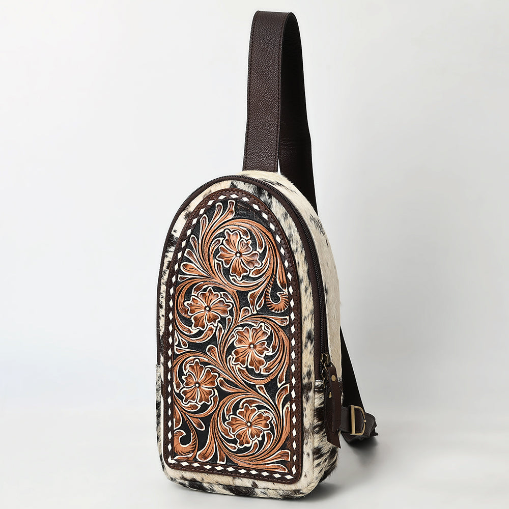 American Darling Sling Beautifully Hand Tooled Hair On Genuine Leather Women Bag Western Handbag Purse |