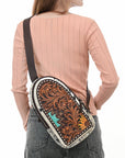 ADBGA593A Sling Hand Tooled Genuine Leather Women Bag Western Handbag Purse