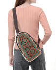 American Darling Sling Beautifully Hand Tooled Hair On Genuine Leather Women Bag Western Handbag Purse |