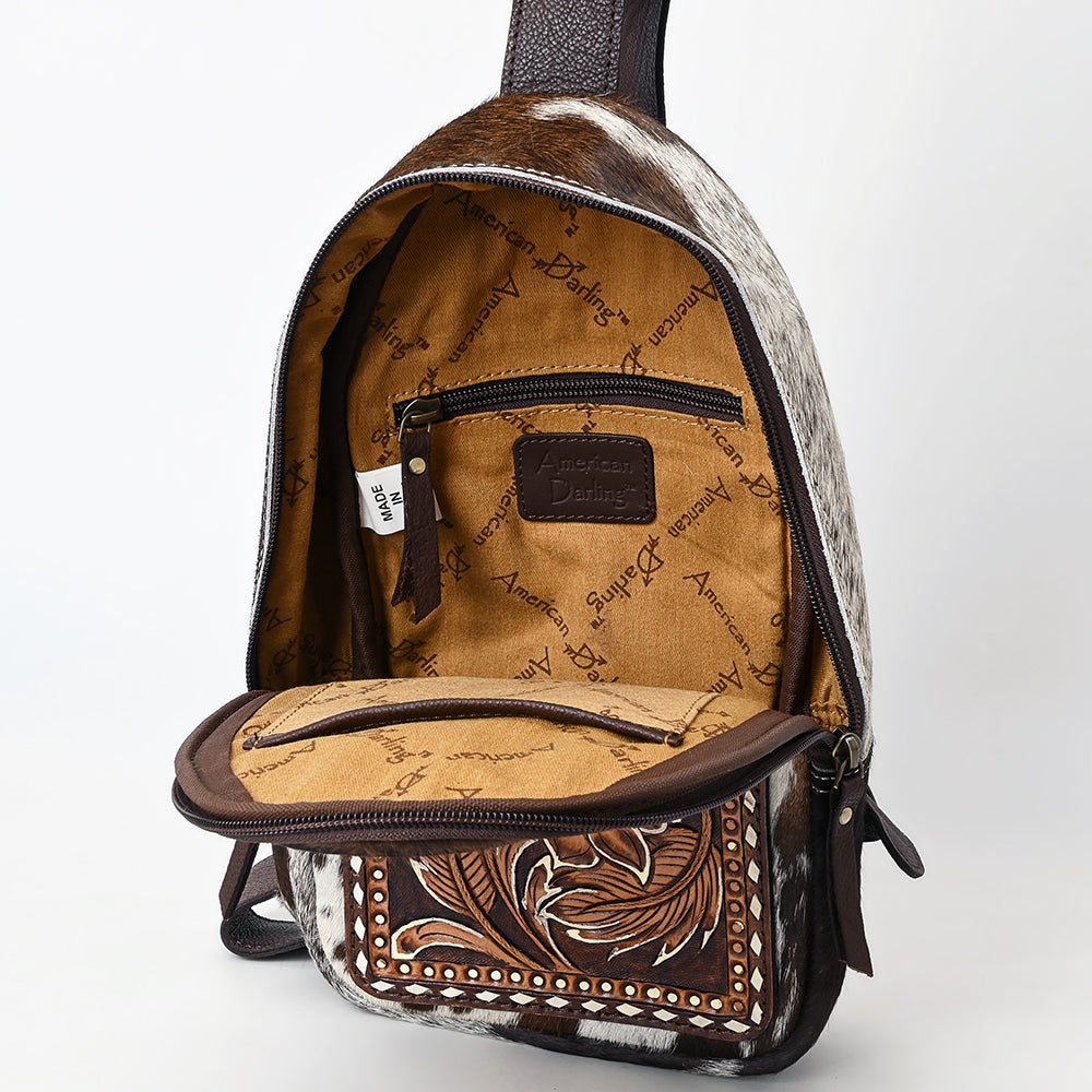 American Darling Sling Beautifully Hand Tooled Hair On Genuine Leather Women Bag Western Handbag Purse |