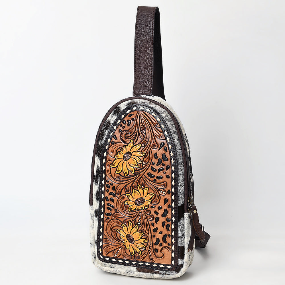 American Darling Sling Beautifully Hand Tooled Hair On Genuine Leather Women Bag Western Handbag Purse |