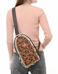 American Darling Sling Beautifully Hand Tooled Hair On Genuine Leather Women Bag Western Handbag Purse |