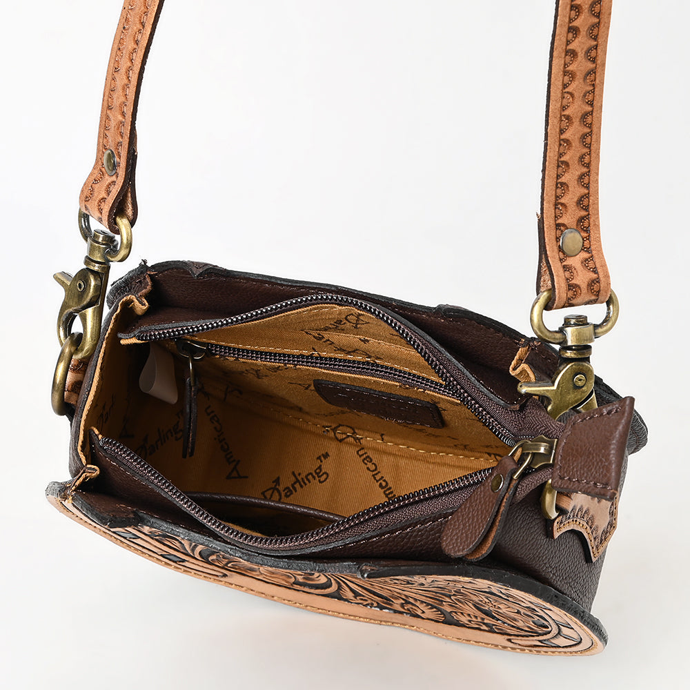 American Darling Canteen Hand Tooled Genuine Leather Women Bag Western Handbag Purse