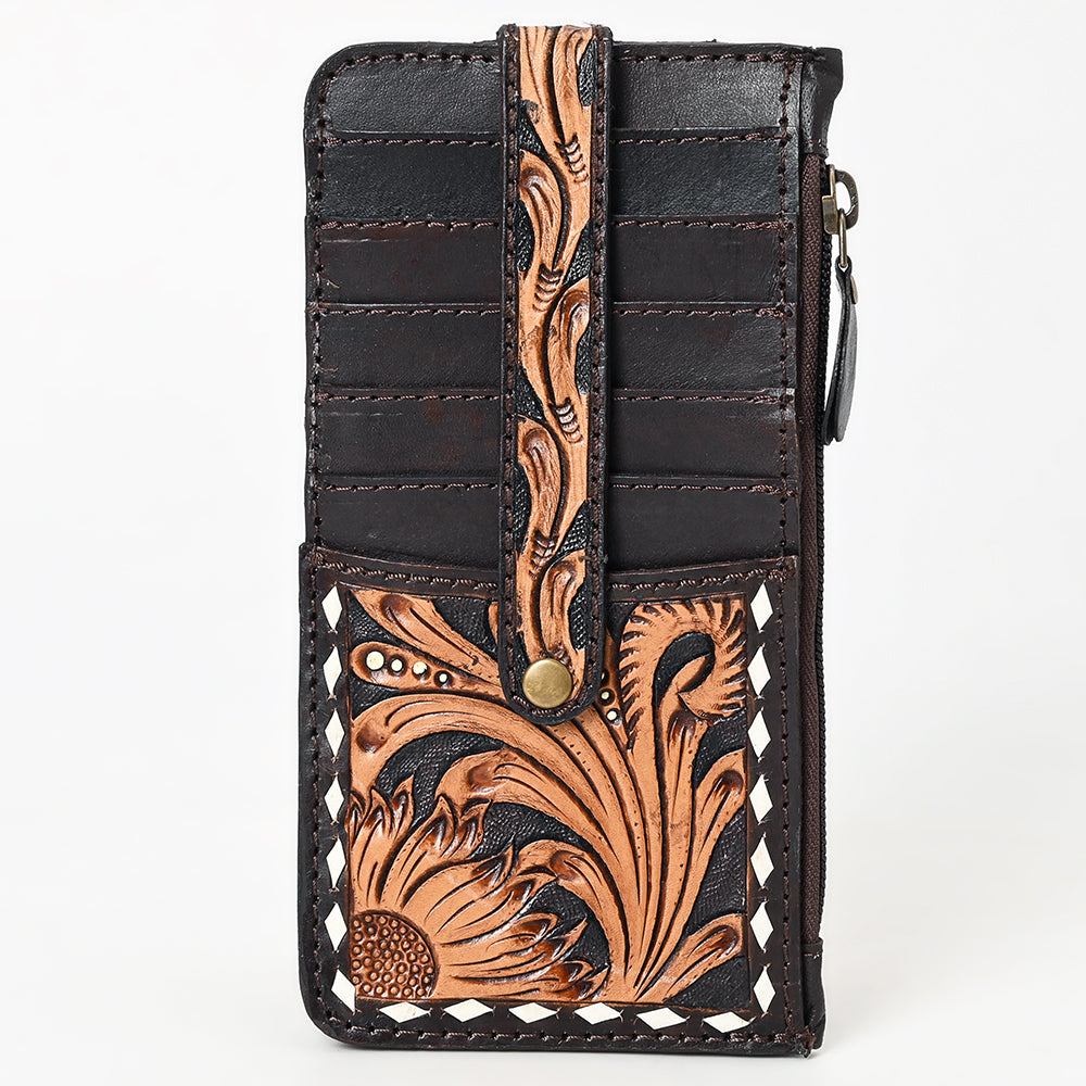American Darling Card Holder Hand Tooled Genuine Leather Women Bag Western Handbag Purse