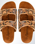 American Darling ADFTE103 Hand tooled carved genuine leather sandal footwear flip flop