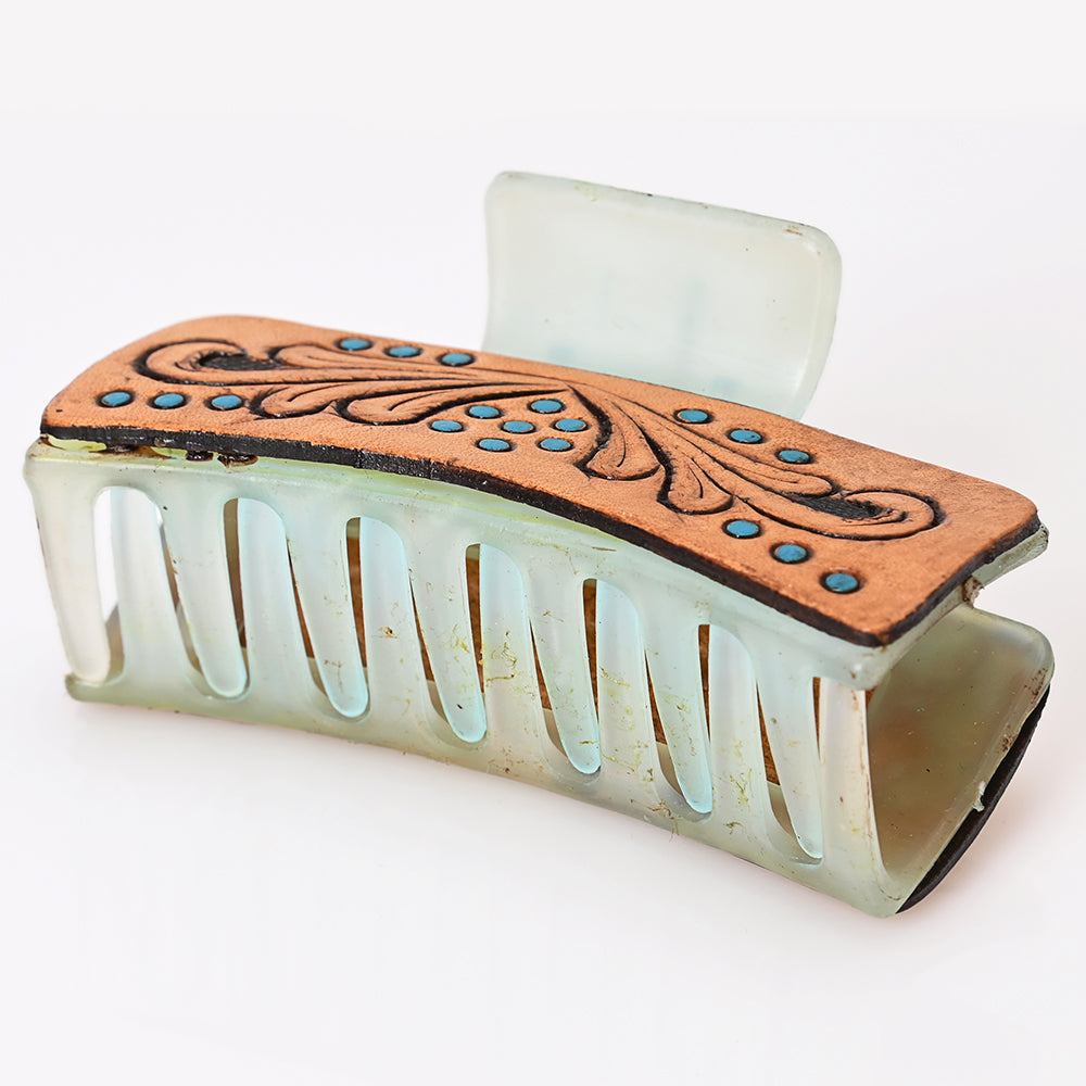 Beautifully Hand Tooled Women Ladies Hair Band Clip Clutcher