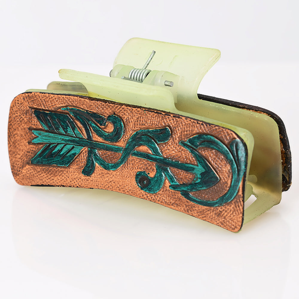 Beautifully Hand Tooled Women Ladies Hair Band Clip Clutcher