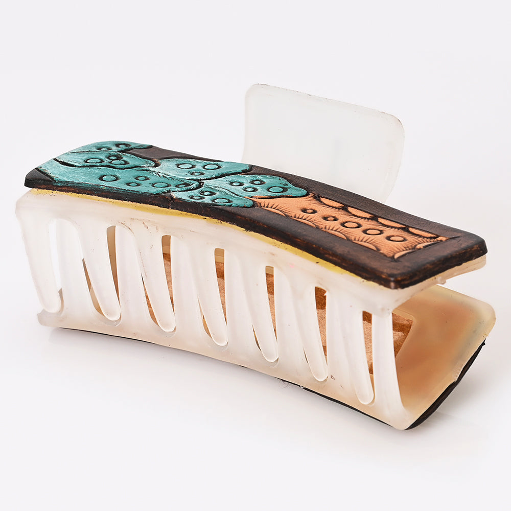 Beautifully Hand Tooled Women Ladies Hair Band Clip Clutcher