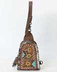 American Darling Sling Beautifully Hand Tooled  Hair-On Genuine Leather women bag western handbag purse