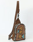 American Darling Sling Beautifully Hand Tooled  Hair-On Genuine Leather women bag western handbag purse