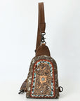 American Darling Sling Beautifully Hand Tooled  Hair-On Genuine Leather women bag western handbag purse