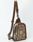 American Darling Sling Beautifully Hand Tooled  Hair-On Genuine Leather women bag western handbag purse