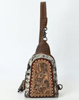 American Darling Sling Beautifully Hand Tooled  Hair-On Genuine Leather women bag western handbag purse