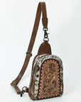 American Darling Sling Beautifully Hand Tooled  Hair-On Genuine Leather women bag western handbag purse