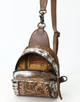 American Darling Sling Beautifully Hand Tooled  Hair-On Genuine Leather women bag western handbag purse