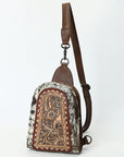 American Darling Sling Beautifully Hand Tooled  Hair-On Genuine Leather women bag western handbag purse