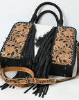 American Darling Tote Beautifully Hand Tooled  Hair-On Genuine Leather women bag western handbag purse