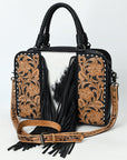 American Darling Tote Beautifully Hand Tooled  Hair-On Genuine Leather women bag western handbag purse