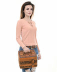 American Darling Adbga454E Jewelry Case Hand Tooled Hair-On Genuine Leather Women Bag Western Handbag Purse