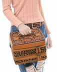 American Darling Adbga454E Jewelry Case Hand Tooled Hair-On Genuine Leather Women Bag Western Handbag Purse