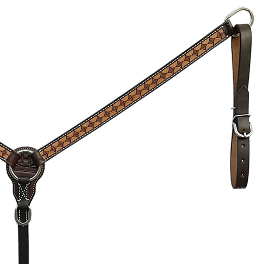BAR H EQUINE Western Handtooled Leather Horse Headstall &amp; Breast Collar Set