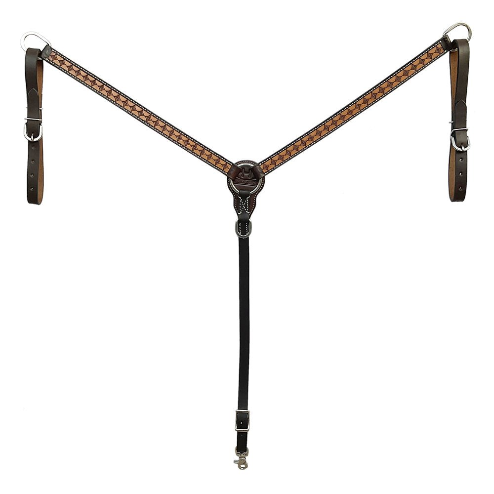 BAR H EQUINE Western Handtooled Leather Horse Headstall &amp; Breast Collar Set