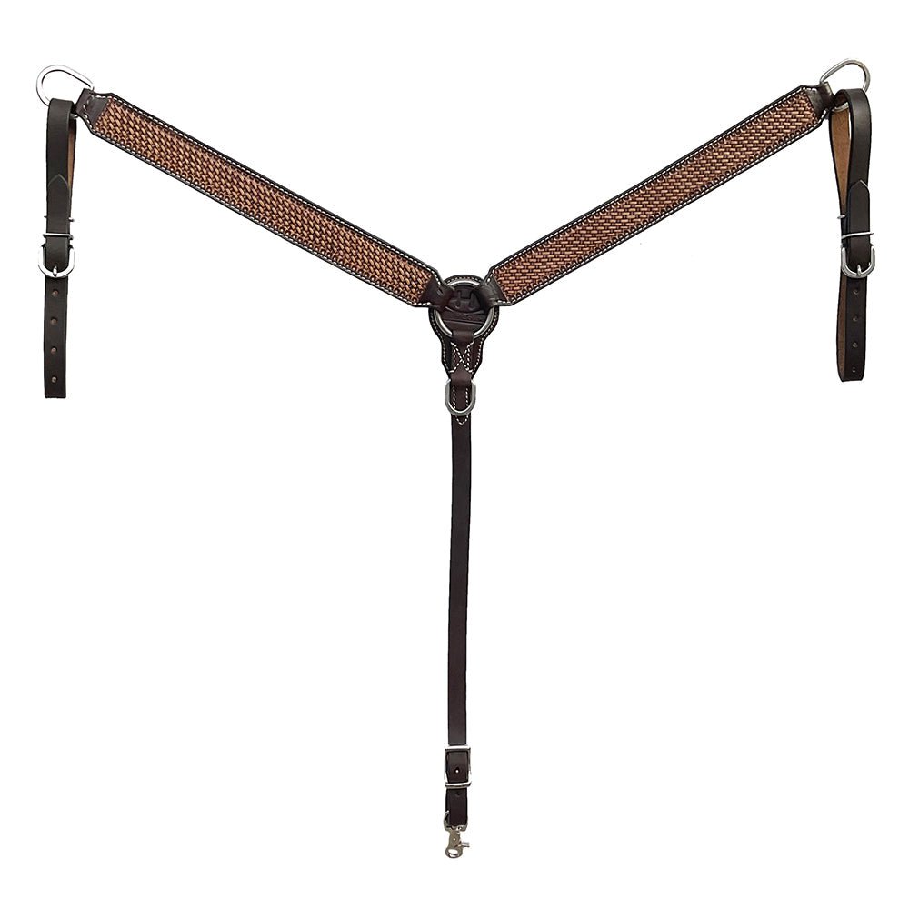 BAR H EQUINE Western Handtooled Leather Horse Headstall &amp; Breast Collar Set