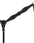 BAR H EQUINE Western Handtooled Leather Horse Headstall & Breast Collar Set