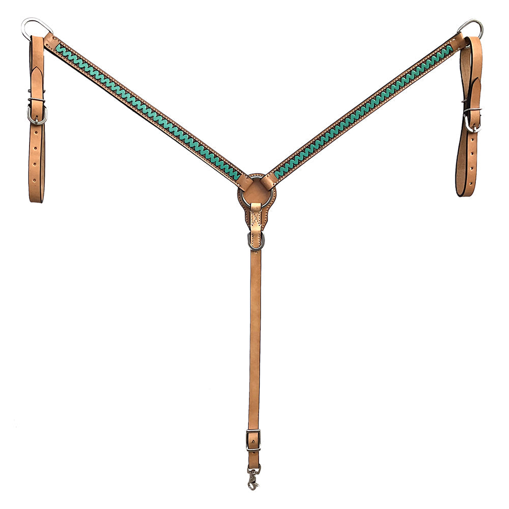 BAR H EQUINE Western Handtooled Leather Horse Headstall &amp; Breast Collar Set
