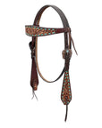 BAR H EQUINE Western Handtooled Leather Horse Headstall & Breast Collar Set