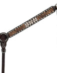 BAR H EQUINE Western Handtooled Leather Horse Headstall & Breast Collar Set