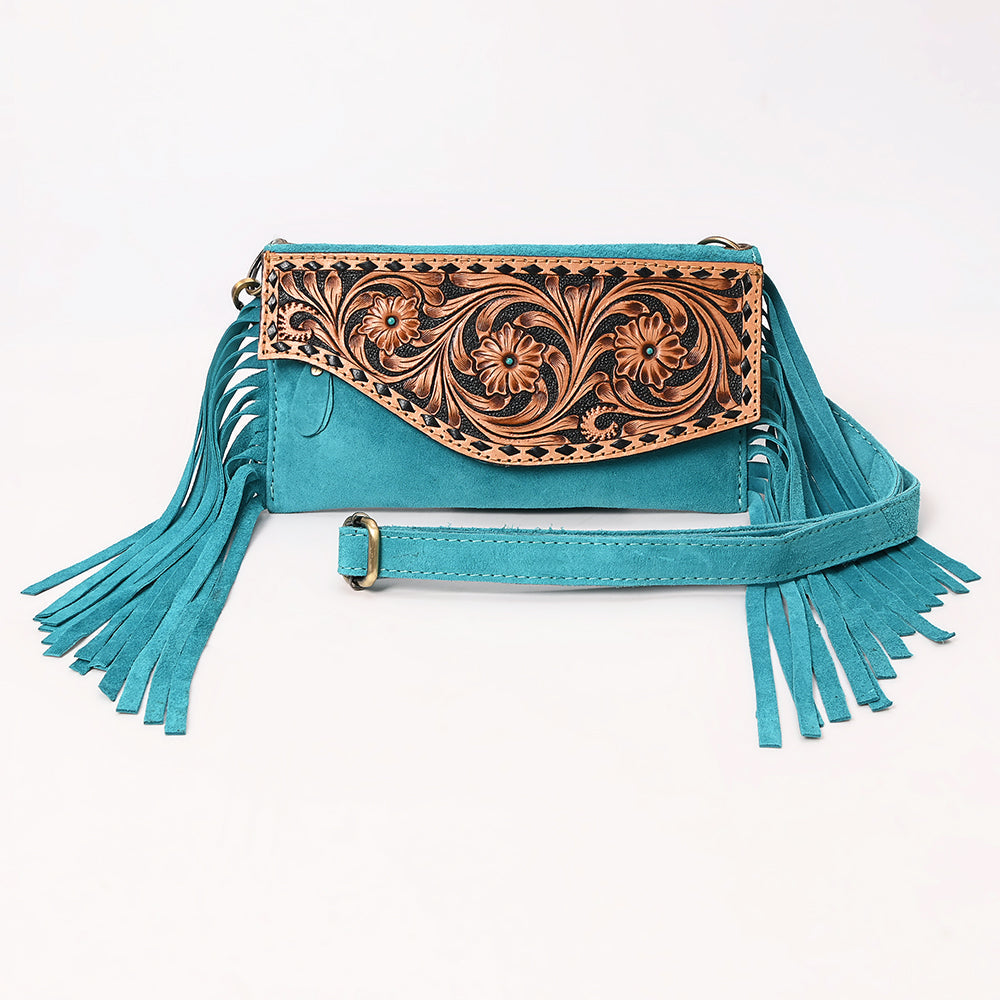 American Darling Hand Curved &amp; Suede Bag Genuine Leather Crossbody Bag