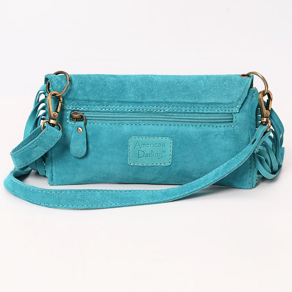 American Darling Hand Curved &amp; Suede Bag Genuine Leather Crossbody Bag
