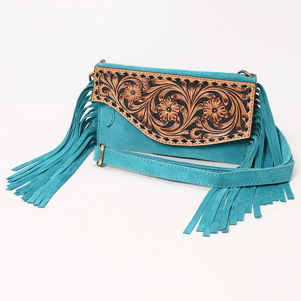 American Darling Hand Curved &amp; Suede Bag Genuine Leather Crossbody Bag