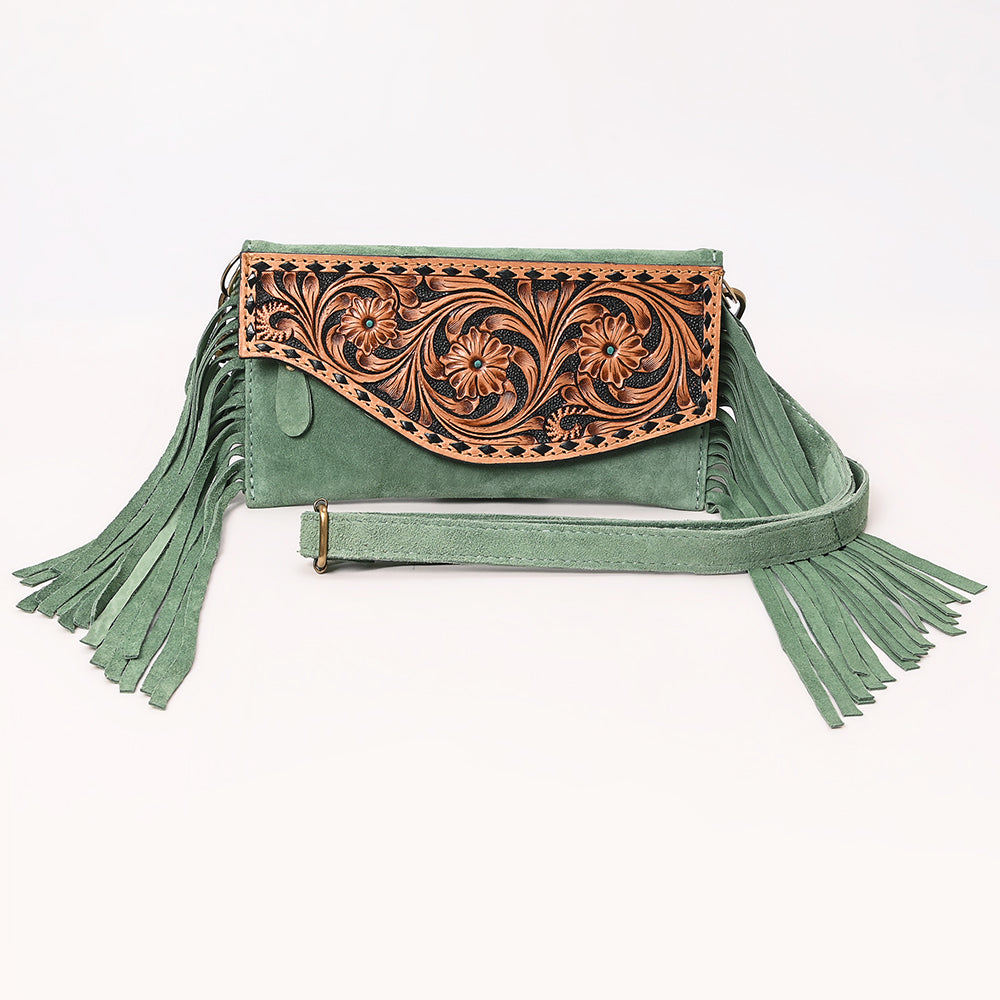 American Darling Hand Curved &amp; Suede Bag Genuine Leather Crossbody Bag