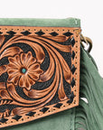 American Darling Hand Curved & Suede Bag Genuine Leather Crossbody Bag