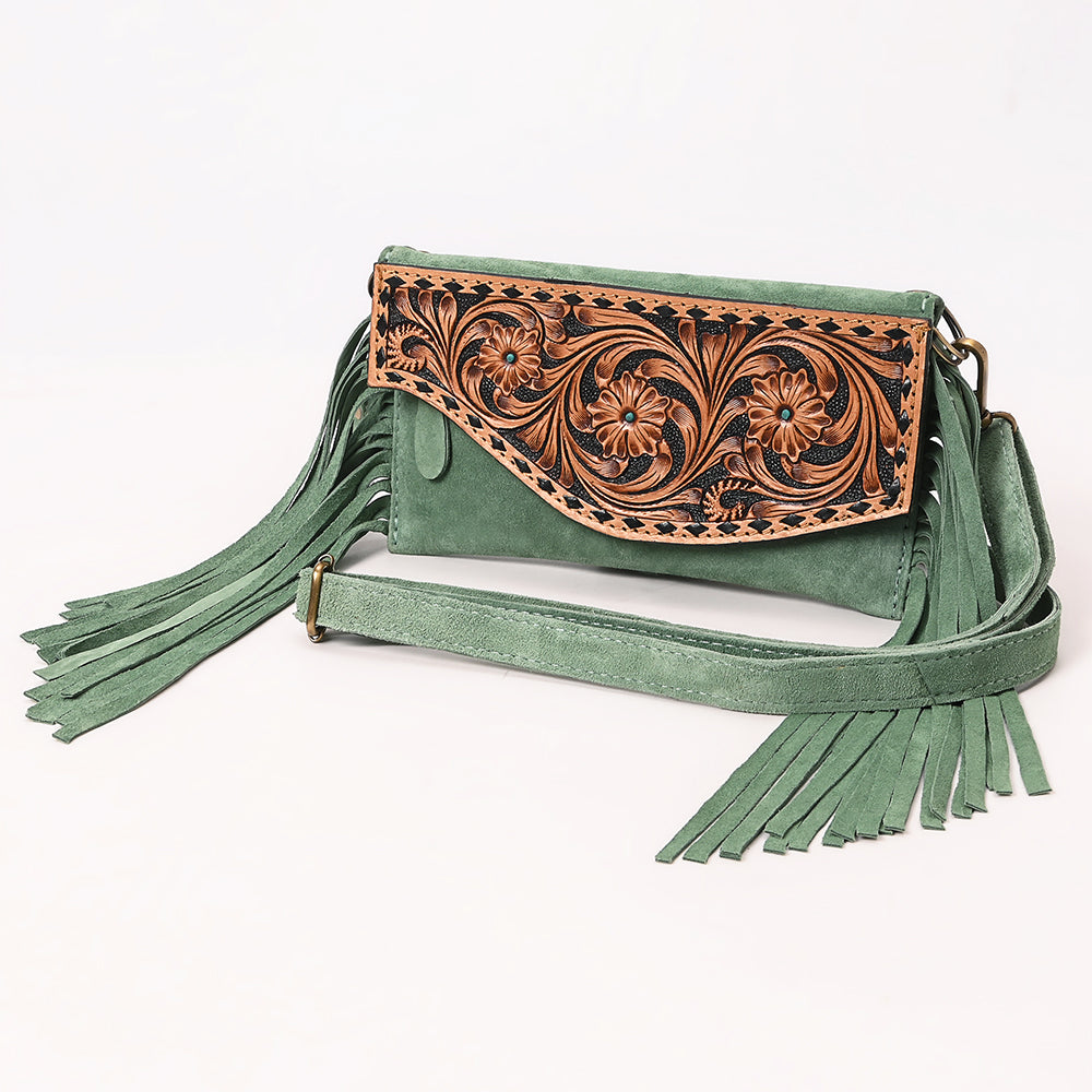 American Darling Hand Curved &amp; Suede Bag Genuine Leather Crossbody Bag