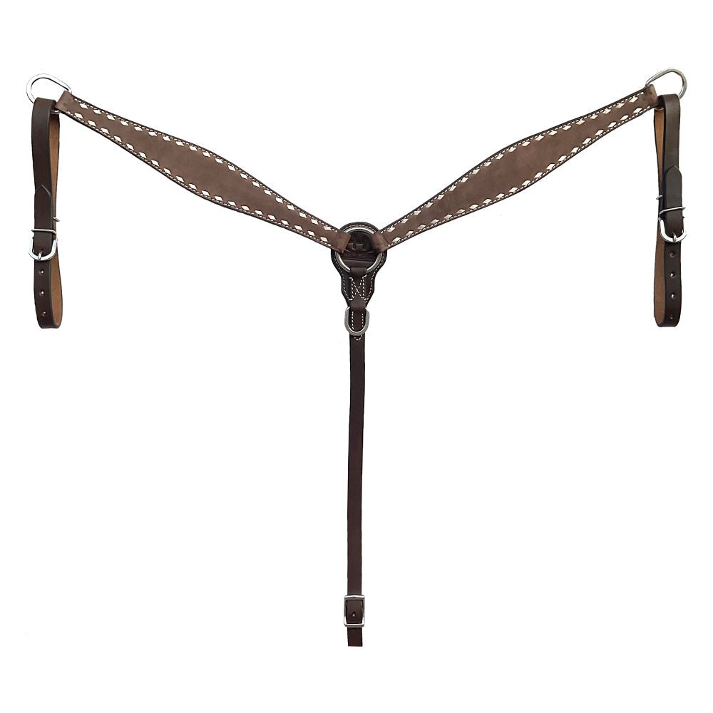 BAR H EQUINE Western Handtooled Leather Horse Headstall &amp; Breast Collar Set